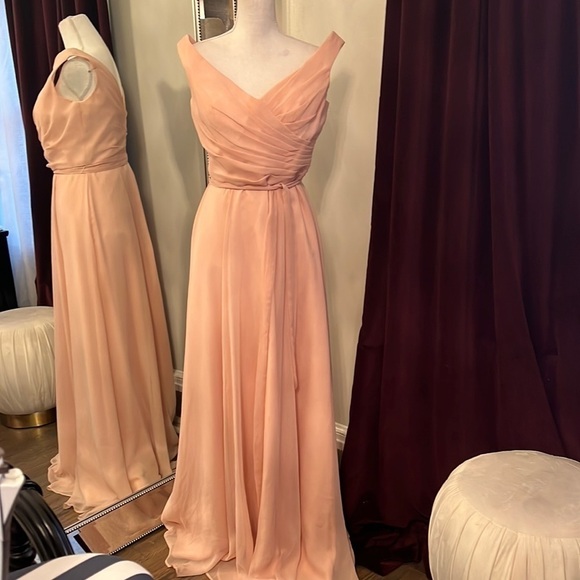 Angelina Faccenda Dresses & Skirts - Angelina Faccenda Blush Off The Shoulder Gown Size 14